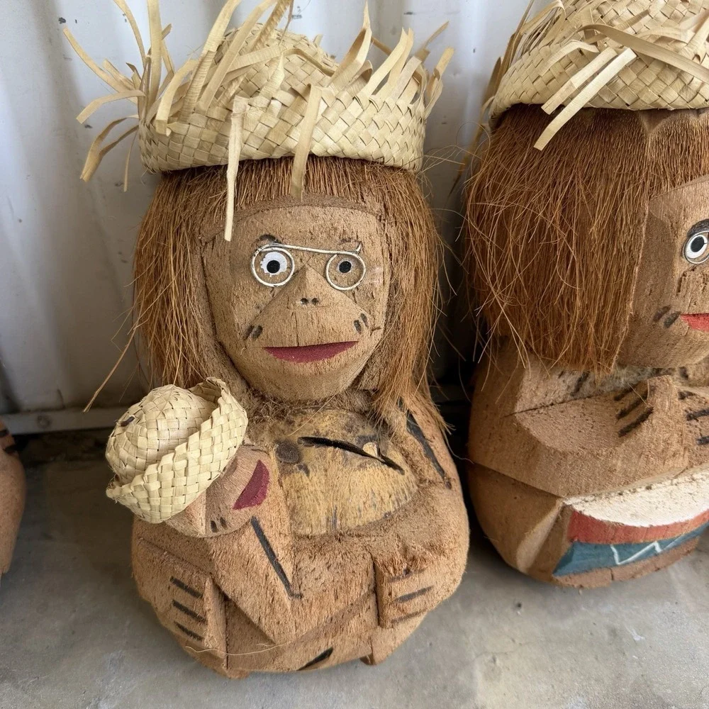 Tiki Bar! Summertime!  Coconut People Bongos, Drinks, Baby Monkey  Pool Side